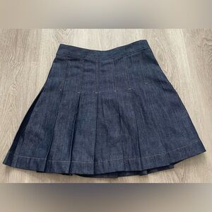 Babaton Denim Skater Skirt - Dark Blue